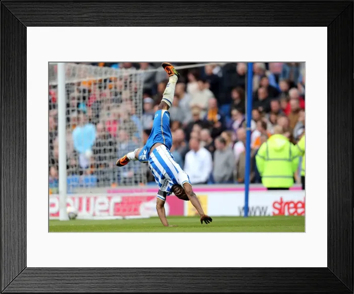 Framed Print : Kazenga LuaLua's Goal and Celebration: Brighton & Hove Albion Takes a 2-0 Lead over Wolverhampton Wanderers (May 4, 2013)