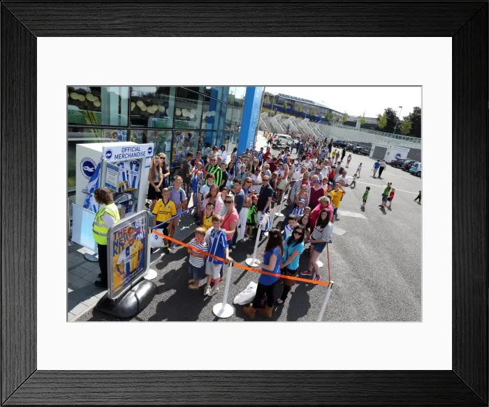 Framed Print : Brighton & Hove Albion: Fan Interaction at the September 2013 Club Shop Signing Event