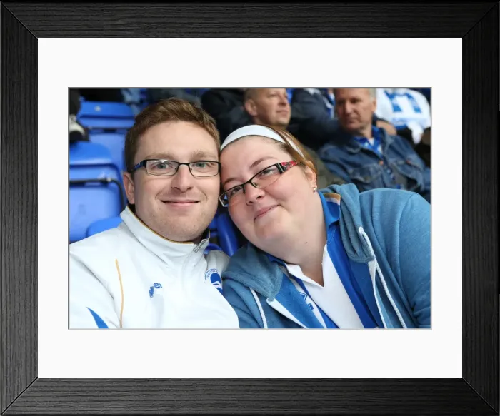 Framed Print : Brighton and Hove Albion Away Days 2013-14: Seafront Fans at Reading Framed Print : Brighton and Hove Albion Away Days 2013-14: Seafront Fans at Reading