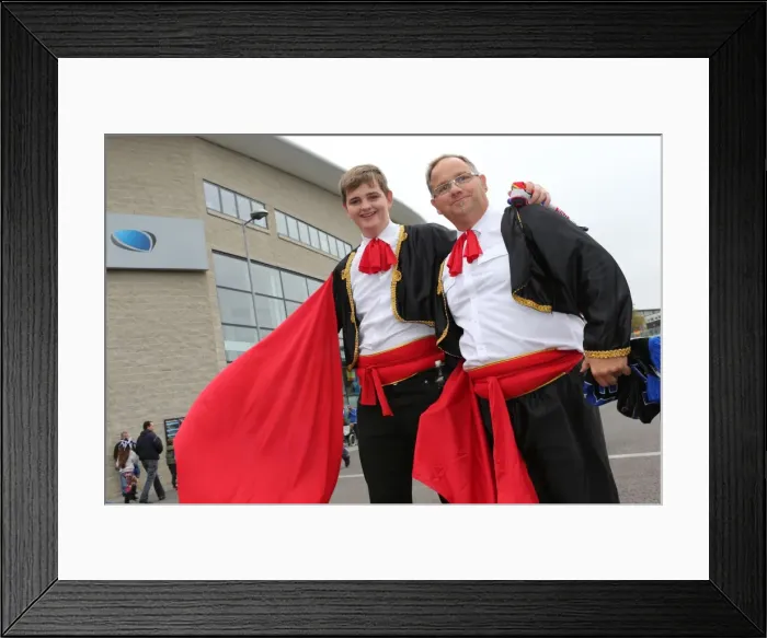 Framed Print : Brighton & Hove Albion's Spanish Day: Fans Embrace Culture in Skybet Championship Match vs Bolton Wanderers (September 21, 2013)