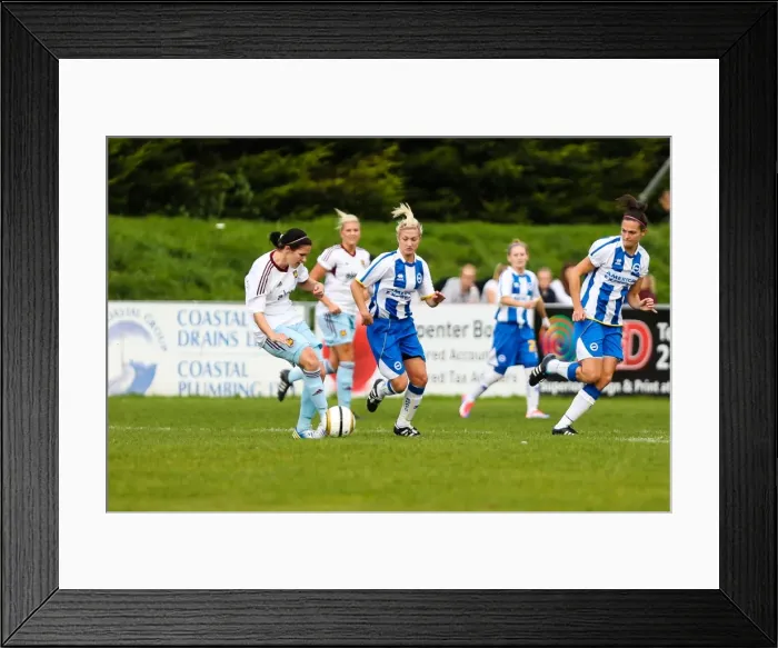 Framed Print : Thrilling Showdown: Brighton & Hove Albion vs. West Ham United - 2013-14 Women's Football Match Framed Print : Thrilling Showdown: Brighton & Hove Albion vs. West Ham United - 2013-14 Women's Football Match