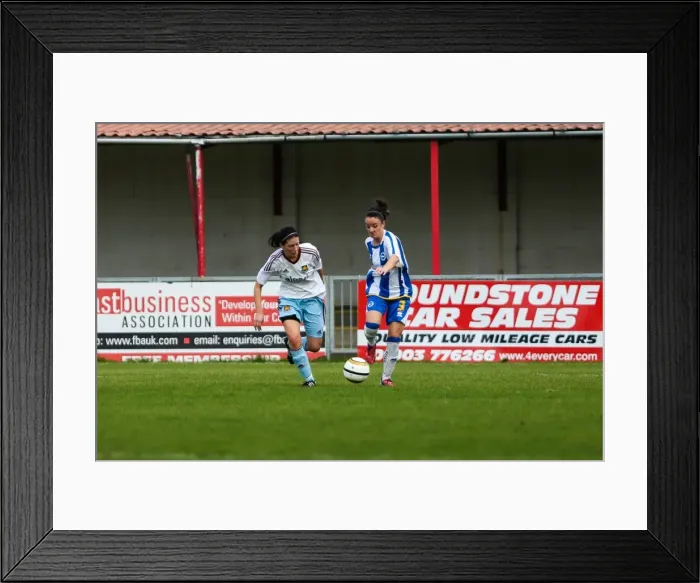 Framed Print : Brighton & Hove Albion vs. West Ham United: A Battle in the 2013-14 Women's Football Season Framed Print : Brighton & Hove Albion vs. West Ham United: A Battle in the 2013-14 Women's Football Season