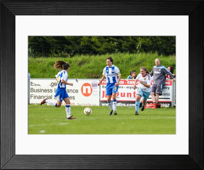 Framed Print : Thrilling Clash: Brighton & Hove Albion vs. West Ham United (Women's Football, 2013-14 Season) Framed Print : Thrilling Clash: Brighton & Hove Albion vs. West Ham United (Women's Football, 2013-14 Season)