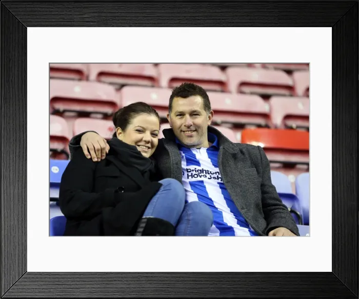Framed Print : Electric Atmosphere: Brighton and Hove Albion Fans at Wigan Athletic (November 2013) Framed Print : Electric Atmosphere: Brighton and Hove Albion Fans at Wigan Athletic (November 2013)