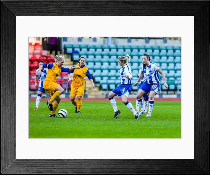 Framed Print : Brighton & Hove Albion Women's Team vs. Gillingham: 2013-14 Season - A Action-Packed Match Framed Print : Brighton & Hove Albion Women's Team vs. Gillingham: 2013-14 Season - A Action-Packed Match