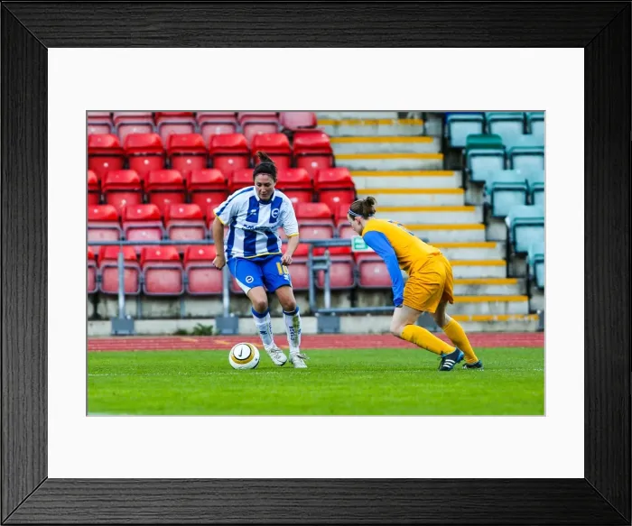 Framed Print : Brighton & Hove Albion Women vs. Gillingham: 2013-14 Season - A Battle on the Field Framed Print : Brighton & Hove Albion Women vs. Gillingham: 2013-14 Season - A Battle on the Field
