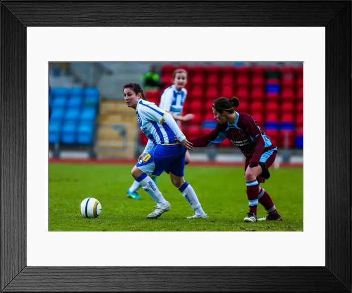 Framed Print : Brighton & Hove Albion Women's Football: Action-Packed Match against Chesham (2013-14 Season) Framed Print : Brighton & Hove Albion Women's Football: Action-Packed Match against Chesham (2013-14 Season)