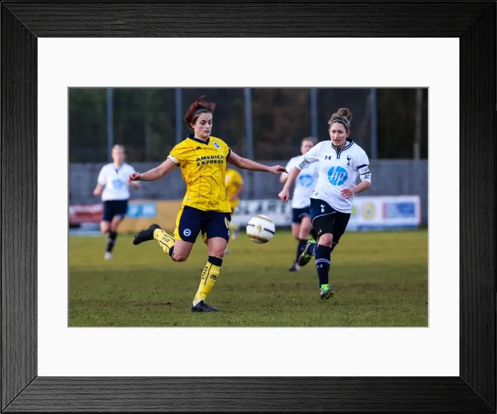 Framed Print : Battle of the Women's Football Field: Brighton & Hove Albion vs. Tottenham (2013-14 Season)