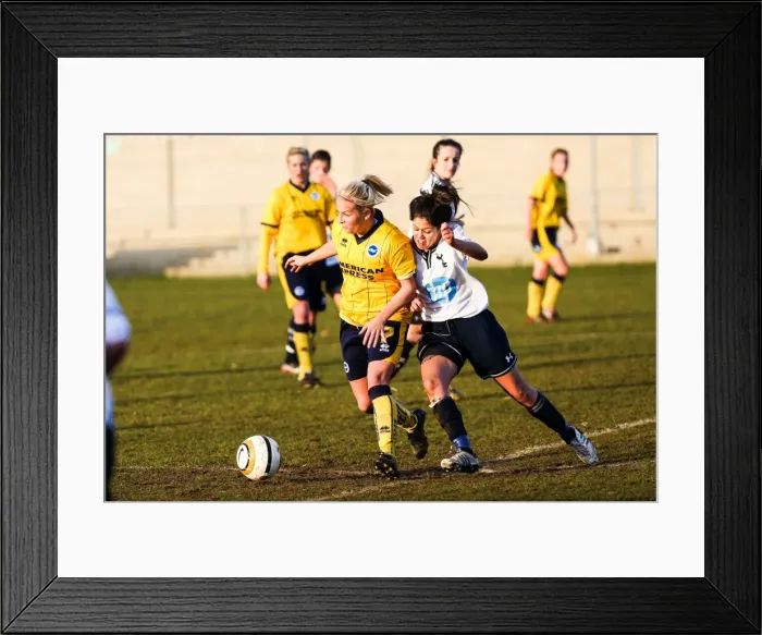 Framed Print : Battle of the Seaside: Brighton & Hove Albion vs. Tottenham - Women's Football, 2013-14 Season Framed Print : Battle of the Seaside: Brighton & Hove Albion vs. Tottenham - Women's Football, 2013-14 Season