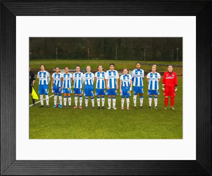 Framed Print : Brighton & Hove Albion vs. Portsmouth: Women's Football Match, 2013-14 Season Framed Print : Brighton & Hove Albion vs. Portsmouth: Women's Football Match, 2013-14 Season