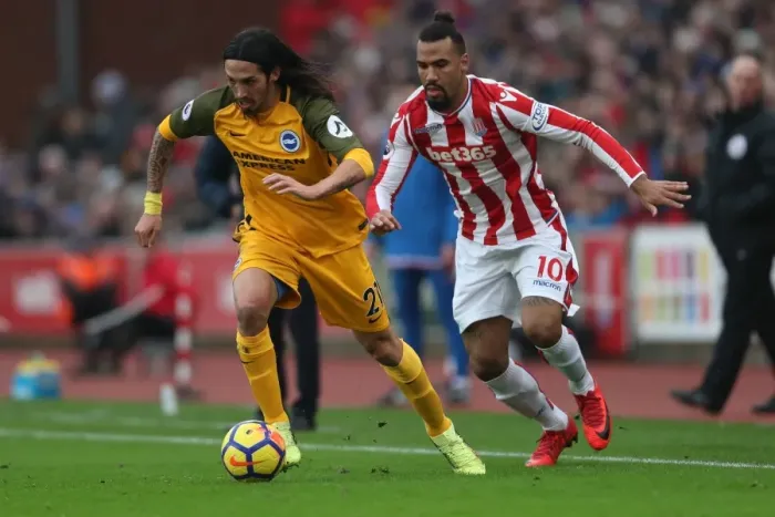 Framed Print : 10FEB18: Tense Battle at The Bet365 Stadium - Stoke City vs. Brighton and Hove Albion, Premier League Framed Print : 10FEB18: Tense Battle at The Bet365 Stadium - Stoke City vs. Brighton and Hove Albion, Premier League