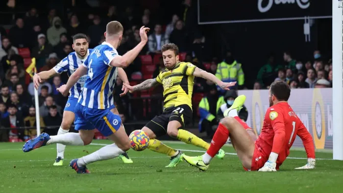 Framed Print : 12FEB22: Intense Battle - Watford vs. Brighton and Hove Albion, Premier League Framed Print : 12FEB22: Intense Battle - Watford vs. Brighton and Hove Albion, Premier League
