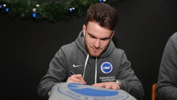 Framed Print : 2019 / 20 Season: Brighton & Hove Albion FC Player Signing Session with Neal Maupay, Dale Stephens, Aaron Connolly, and Adam Webster at Amex Stadium Framed Print : 2019 / 20 Season: Brighton & Hove Albion FC Player Signing Session with Neal Maupay, Dale Stephens, Aaron Connolly, and Adam Webster at Amex Stadium