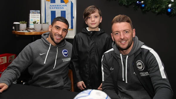 2019 / 20 Season: Brighton & Hove Albion FC Players Neal Maupay, Dale Stephens, Aaron Connolly, and Adam Webster Sign Autographs at Amex Stadium