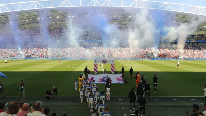 Framed Print : 2022 / 23 Premier League: Intense Match Action between Brighton & Hove Albion and Newcastle United at American Express Community Stadium Framed Print : 2022 / 23 Premier League: Intense Match Action between Brighton & Hove Albion and Newcastle United at American Express Community Stadium