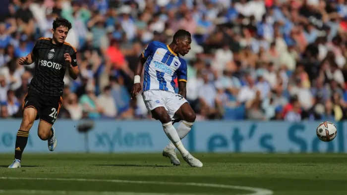 Framed Print : 2022 / 23 Premier League: Intense Action between Brighton & Hove Albion and Leeds United at American Express Community Stadium Framed Print : 2022 / 23 Premier League: Intense Action between Brighton & Hove Albion and Leeds United at American Express Community Stadium