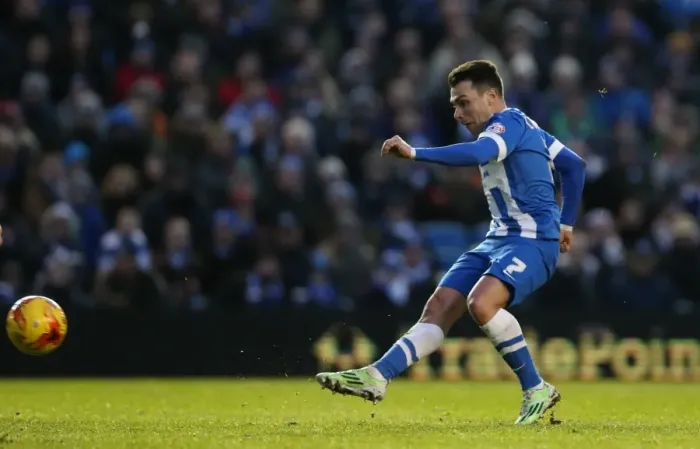 Framed Print : Adrian Colunga's Stunning Shot: Brighton & Hove Albion vs. Brentford (Sky Bet Championship, 17 January 2015)