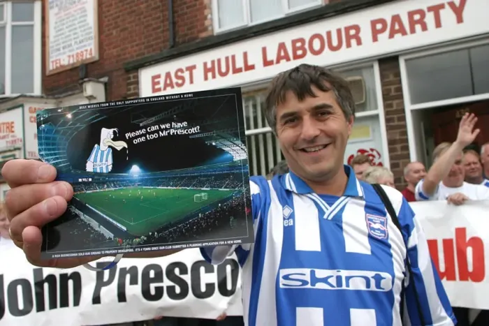 Framed Print : Albion fans deliver giant postcard to East Hull labour party Framed Print : Albion fans deliver giant postcard to East Hull labour party