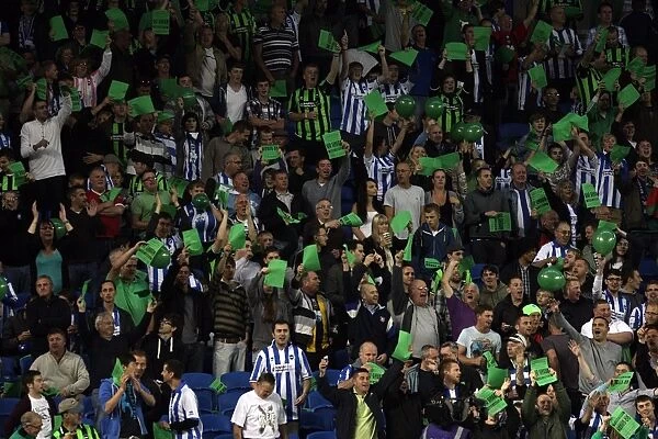 Albion fans show their support for Plymouth Argyle at the Amex