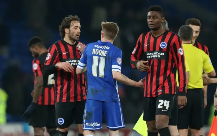 Framed Print : Three Amigos: Inigo Calderon, Craig Noone, and Rohan Ince of Brighton and Hove Albion in Action Against Cardiff City (10FEB15) Framed Print : Three Amigos: Inigo Calderon, Craig Noone, and Rohan Ince of Brighton and Hove Albion in Action Against Cardiff City (10FEB15)