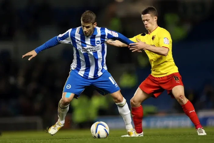 Framed Print : Andrea Orlandi Fends Off Challenge: Brighton & Hove Albion vs Watford, December 29, 2012 Framed Print : Andrea Orlandi Fends Off Challenge: Brighton & Hove Albion vs Watford, December 29, 2012