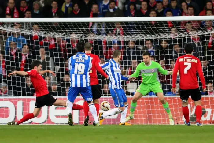 Framed Print : Andrea Orlandi Scores the Opener: Brighton & Hove Albion's Win at Cardiff City (February 19, 2013) Framed Print : Andrea Orlandi Scores the Opener: Brighton & Hove Albion's Win at Cardiff City (February 19, 2013)