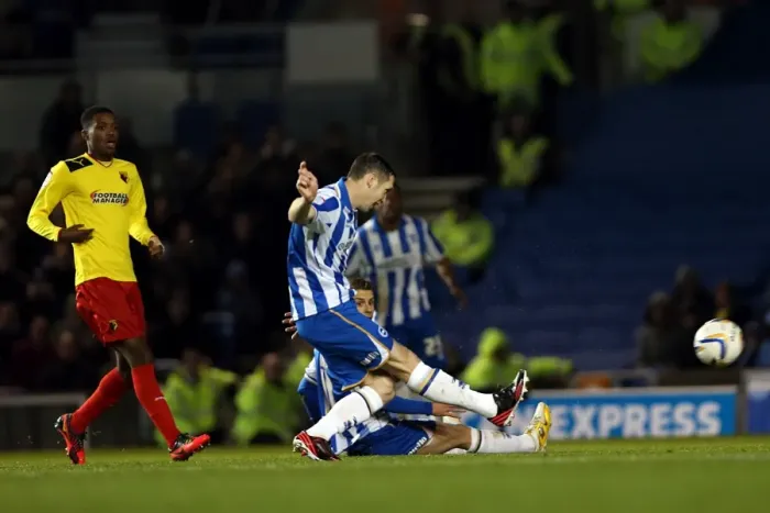 Framed Print : Andrew Crofts in Action: Brighton & Hove Albion vs. Watford, Npower Championship, Amex Stadium (December 29, 2012) Framed Print : Andrew Crofts in Action: Brighton & Hove Albion vs. Watford, Npower Championship, Amex Stadium (December 29, 2012)