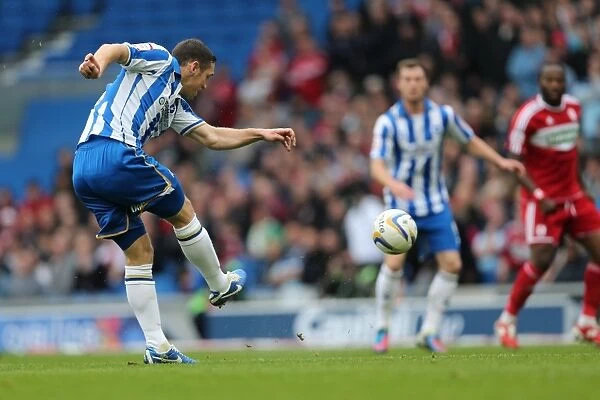Andrew Crofts Fires at Amex Stadium: Brighton & Hove Albion vs Middlesbrough, Npower Championship (October 20, 2012)