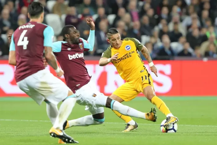 Framed Print : Anthony Knockaert of Brighton and Hove Albion Faces Off Against West Ham United in Premier League Clash, 20th October 2017