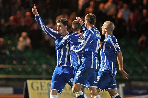 Ashley Barnes celebrates the goal that sealed our promotion to The Championship in 2011