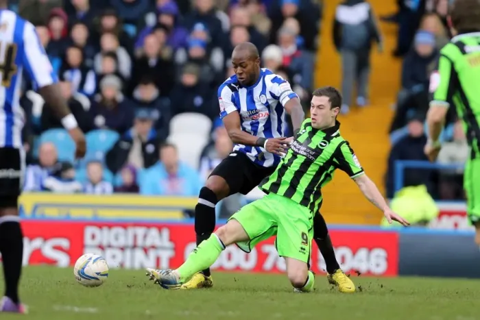 Framed Print : Ashley Barnes Determined Slide Tackle in Sheffield Wednesday vs. Brighton & Hove Albion, 2013 Framed Print : Ashley Barnes Determined Slide Tackle in Sheffield Wednesday vs. Brighton & Hove Albion, 2013