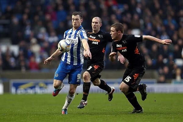 Ashley Barnes Thrills in Intense Action at Brighton & Hove Albion vs Derby County, Npower Championship, Amex Stadium (January 12, 2013)