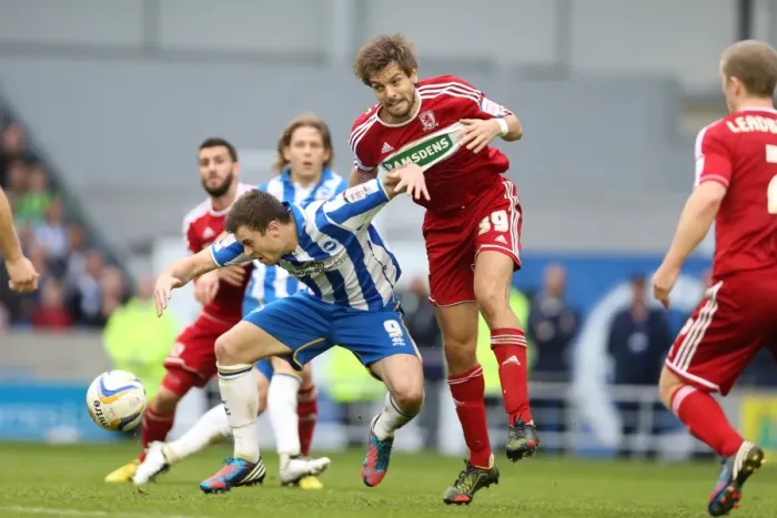 Framed Print : Barnes vs. Woodgate: Intense Battle in Brighton & Hove Albion vs. Middlesbrough Championship Clash (12-10-2012) Framed Print : Barnes vs. Woodgate: Intense Battle in Brighton & Hove Albion vs. Middlesbrough Championship Clash (12-10-2012)