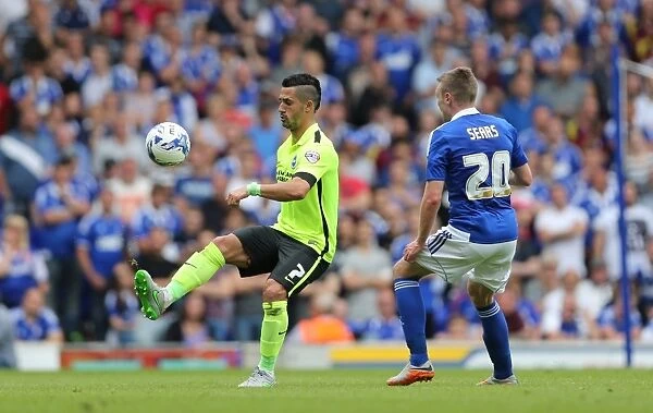 Beram Kayal in Action: Brighton Midfielder Fights for Possession against Ipswich Town (August 2015)