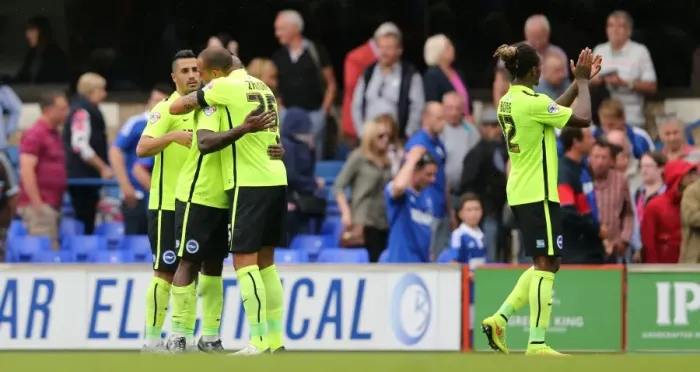 Framed Print : Bobby Zamora's Celebration: Brighton Secure Hard-Fought Victory Over Ipswich Town in Sky Bet Championship (28 / 08 / 2015) Framed Print : Bobby Zamora's Celebration: Brighton Secure Hard-Fought Victory Over Ipswich Town in Sky Bet Championship (28 / 08 / 2015)