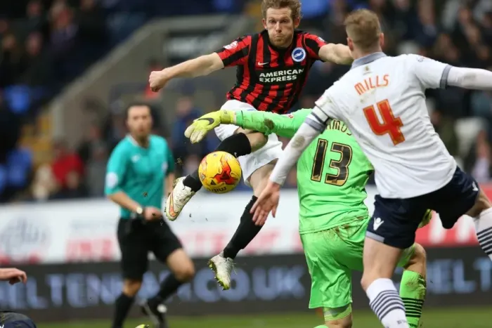 Framed Print : Bolton vs Brighton: Mackail-Smith's Blocked Goal Attempt in Sky Bet Championship (28FEB15) Framed Print : Bolton vs Brighton: Mackail-Smith's Blocked Goal Attempt in Sky Bet Championship (28FEB15)