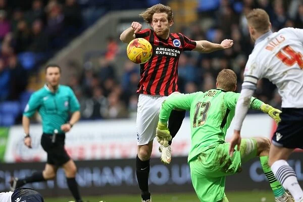 Bolton Wanderers vs. Brighton and Hove Albion: Craig Mackail-Smith's Blocked Shot in Sky Bet Championship Match (28FEB15)