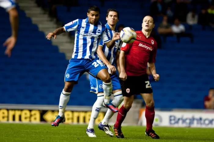 Framed Print : Bridcutt and Greer in Action: Brighton & Hove Albion vs. Cardiff City, Npower Championship Clash (August 2012) Framed Print : Bridcutt and Greer in Action: Brighton & Hove Albion vs. Cardiff City, Npower Championship Clash (August 2012)
