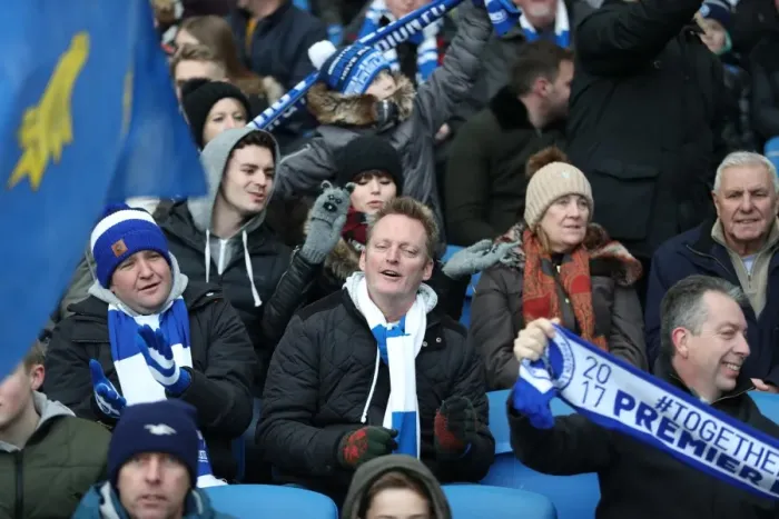 Framed Print : Brighton and Burnley Fans Clash in Premier League Match at American Express Community Stadium (16DEC17)