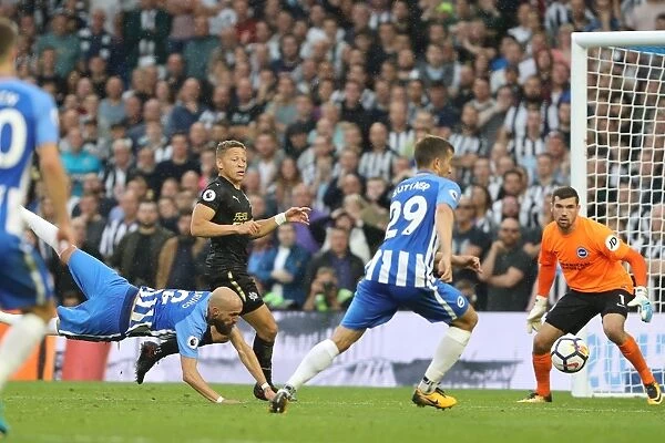 Brighton Defender Bruno Dives to Save: Brighton and Hove Albion vs Newcastle United, Premier League (2017)