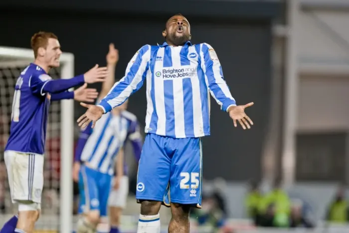 Framed Print : Brighton Derby: Kazenga LuaLua's Near-Miss at Amex Stadium (March 20, 2012)