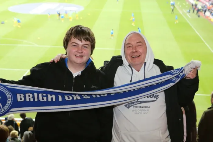 Framed Print : Brighton and Hove Albion Away Days 2013-14: Fans in Full Force at Wigan Athletic (November 23, 2013) Framed Print : Brighton and Hove Albion Away Days 2013-14: Fans in Full Force at Wigan Athletic (November 23, 2013)