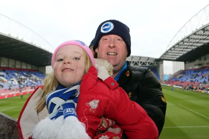 Framed Print : Brighton and Hove Albion Away Days 2013-14: Wigan Athletic Crowd Shots