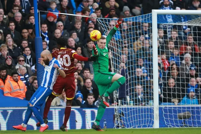 Framed Print : Brighton & Hove Albion: David Stockdale Focused During QPR Championship Clash, December 2016 Framed Print : Brighton & Hove Albion: David Stockdale Focused During QPR Championship Clash, December 2016