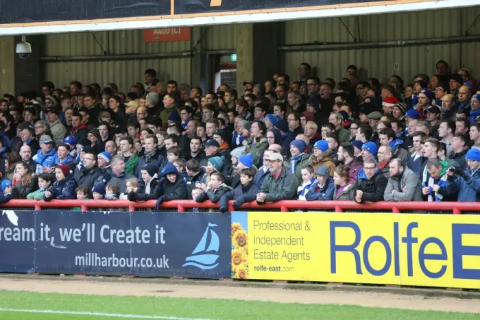 Framed Print : Brighton and Hove Albion FA Cup Fans at Griffin Park (03JAN15) Framed Print : Brighton and Hove Albion FA Cup Fans at Griffin Park (03JAN15)