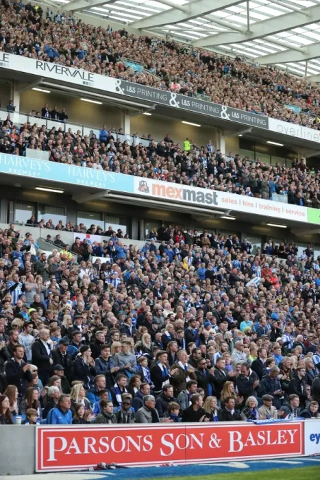 Framed Print : Brighton and Hove Albion Fans in Action: A Passionate Atmosphere at the American Express Community Stadium during the Championship Clash against Wigan Athletic (17th April 2017) Framed Print : Brighton and Hove Albion Fans in Action: A Passionate Atmosphere at the American Express Community Stadium during the Championship Clash against Wigan Athletic (17th April 2017)