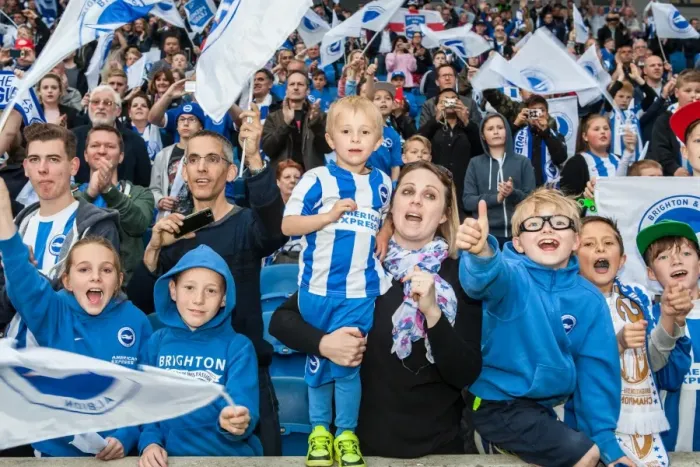 Framed Print : Brighton and Hove Albion Fans in Action during the EFL Sky Bet Championship Match vs. Bristol City (29APR17)
