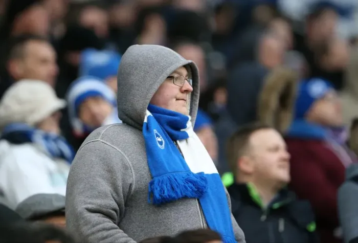 Framed Print : Brighton and Hove Albion Fans in Action: Sky Bet Championship Match vs. Nottingham Forest (07FEB15)