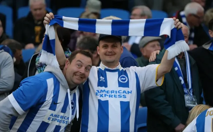 Framed Print : Brighton and Hove Albion Fans in Action during the Sky Bet Championship Match vs AFC Bournemouth (10 April 2015)