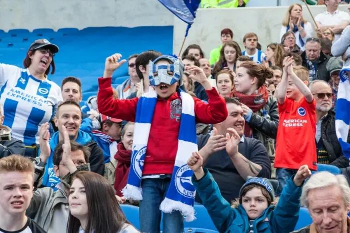 Framed Print : Brighton and Hove Albion Fans in Action during the Sky Bet Championship Match vs Burnley (02APR16)